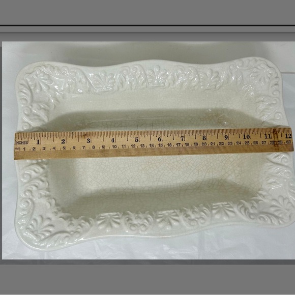 1950’s BIZZIRRI Made Italy Off White Scalloped Ceramic Rectangle Serving Dish x3 - Picture 10 of 11